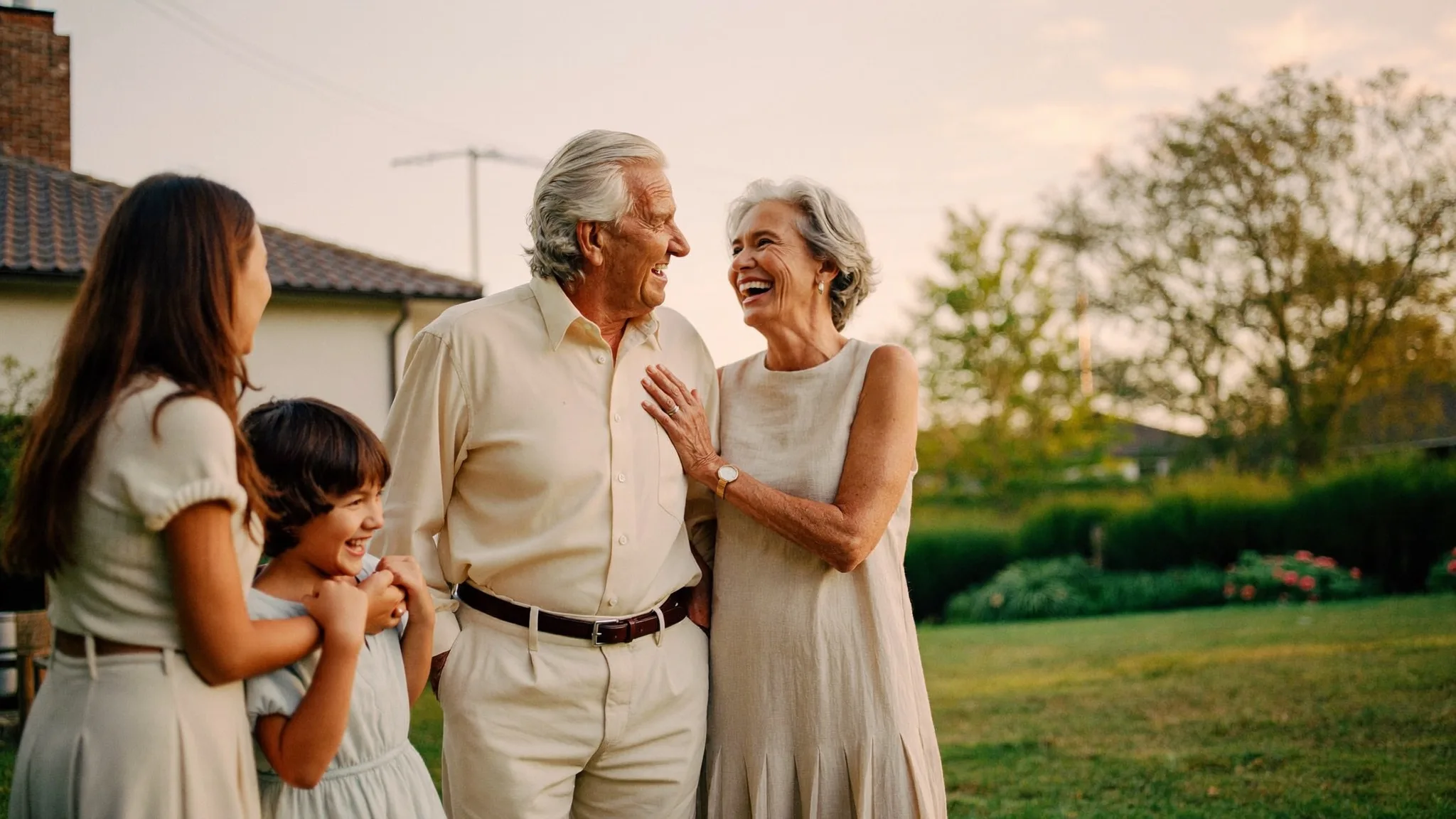 A retired couple at home, relaxed together